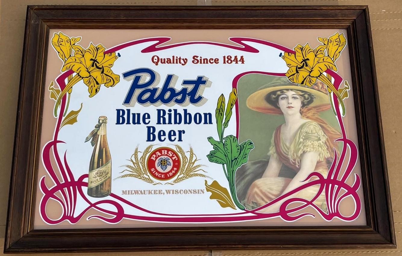 Pabst Blue Ribbon Beer Victorian Woman at Right