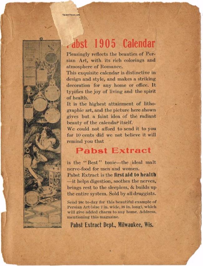 Pabst Extract 1905 Calendar