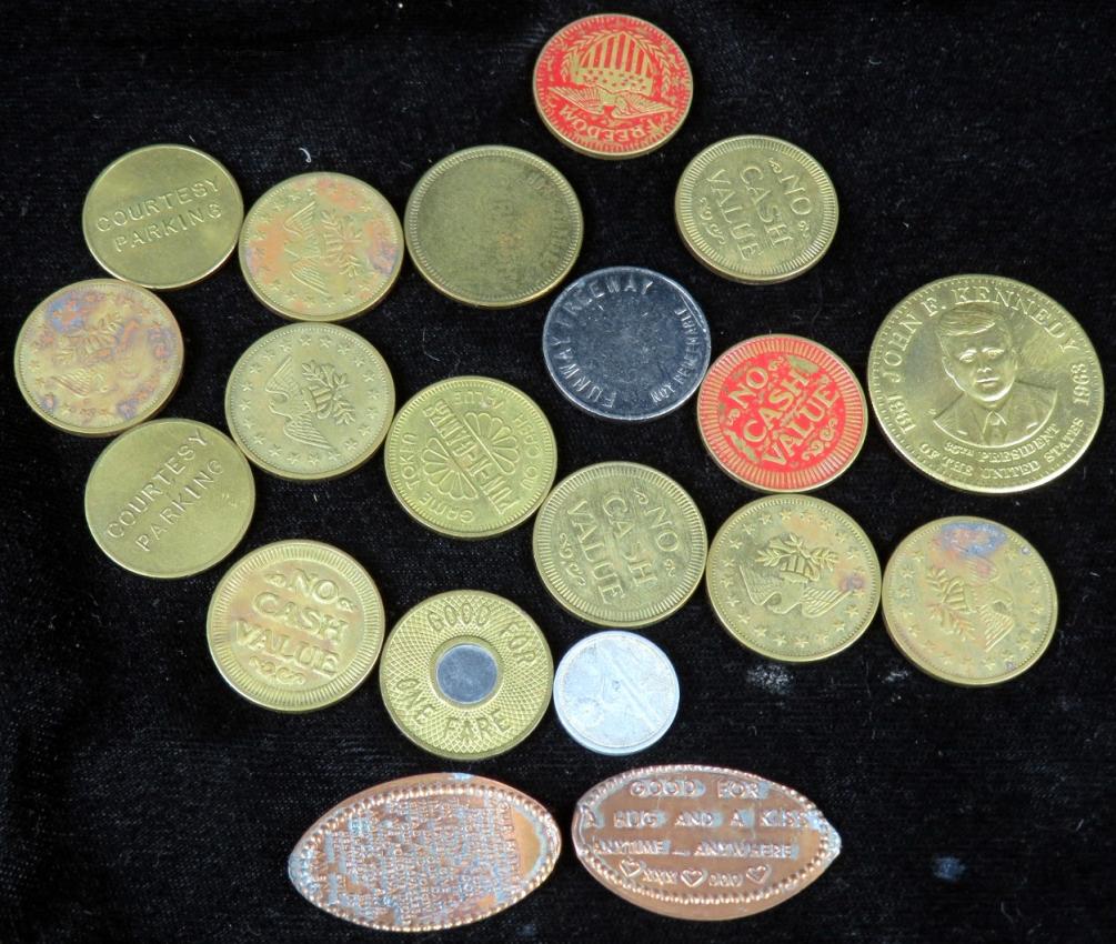 Parking/Vending/Game Tokens plus 2 Pressed Penny