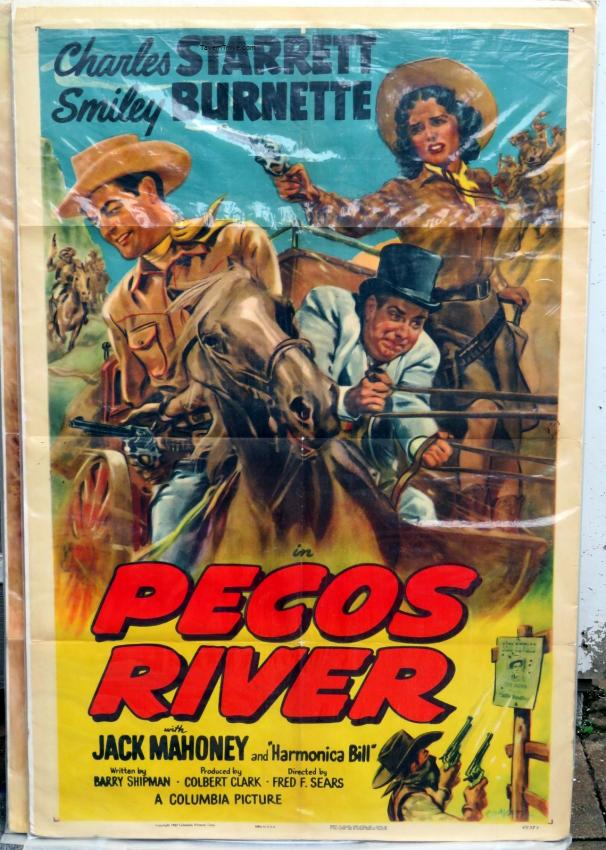 Pecos River Charles Starrett Smiley Burnette Western Movie Poster