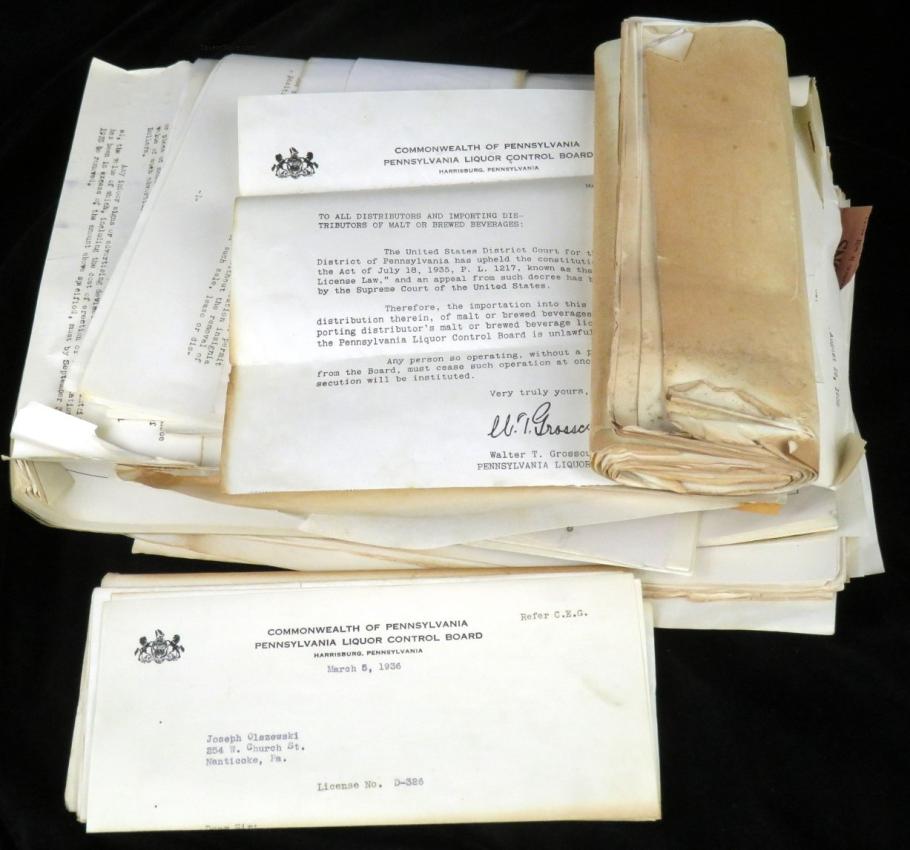 Pennsylvania Liquor Control Board lot of Documents