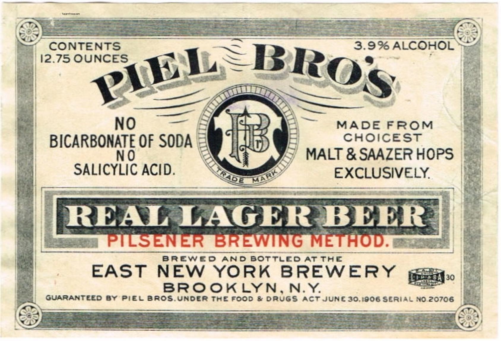 Item #86567 1908 Piel Bros. Real Lager Beer Label No Ref.