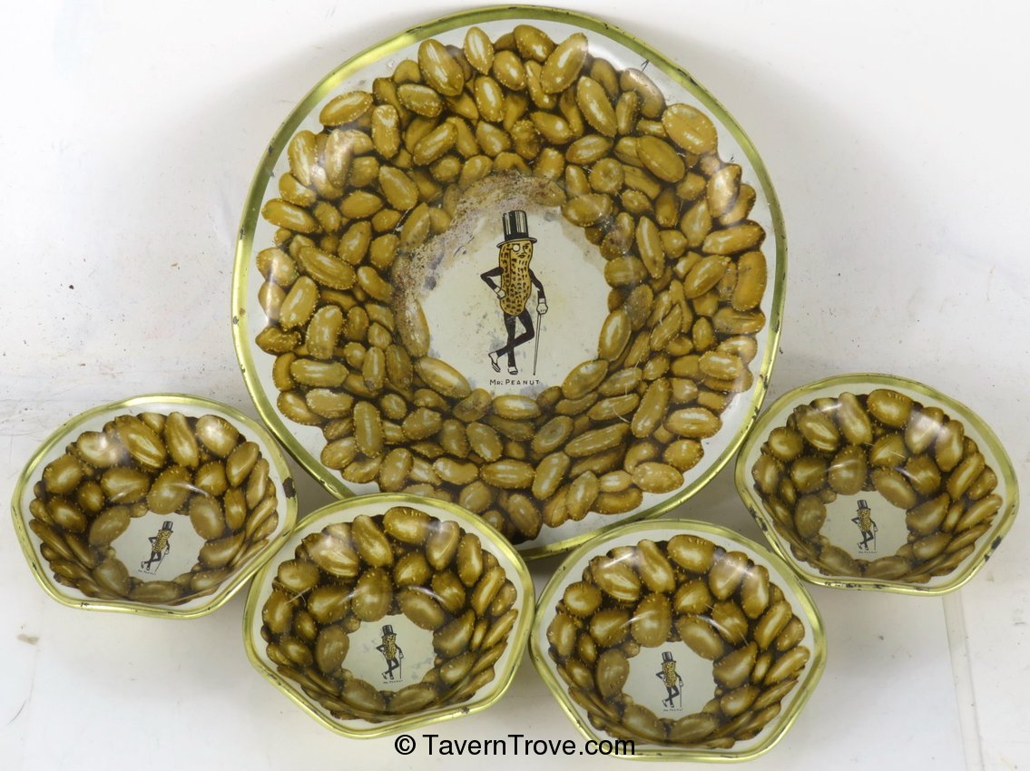 Planters Peanuts Tin Nut Bowl Set