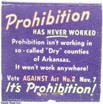 Prohibition Has Never Worked... Matchcover