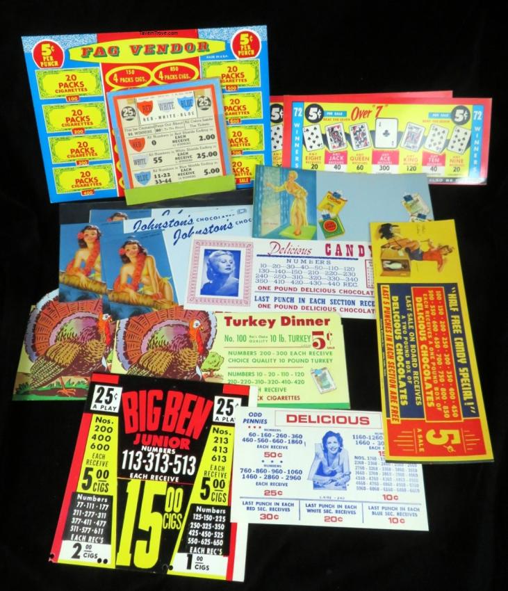 Punchboard Trade Stimulator Labels Lot of Fourteen