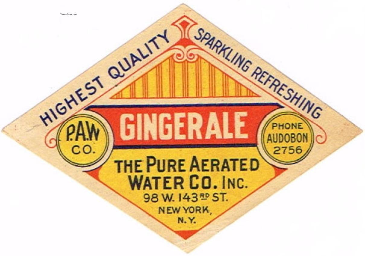 Pure Aerated Water Co. PAW Ginger Ale New York
