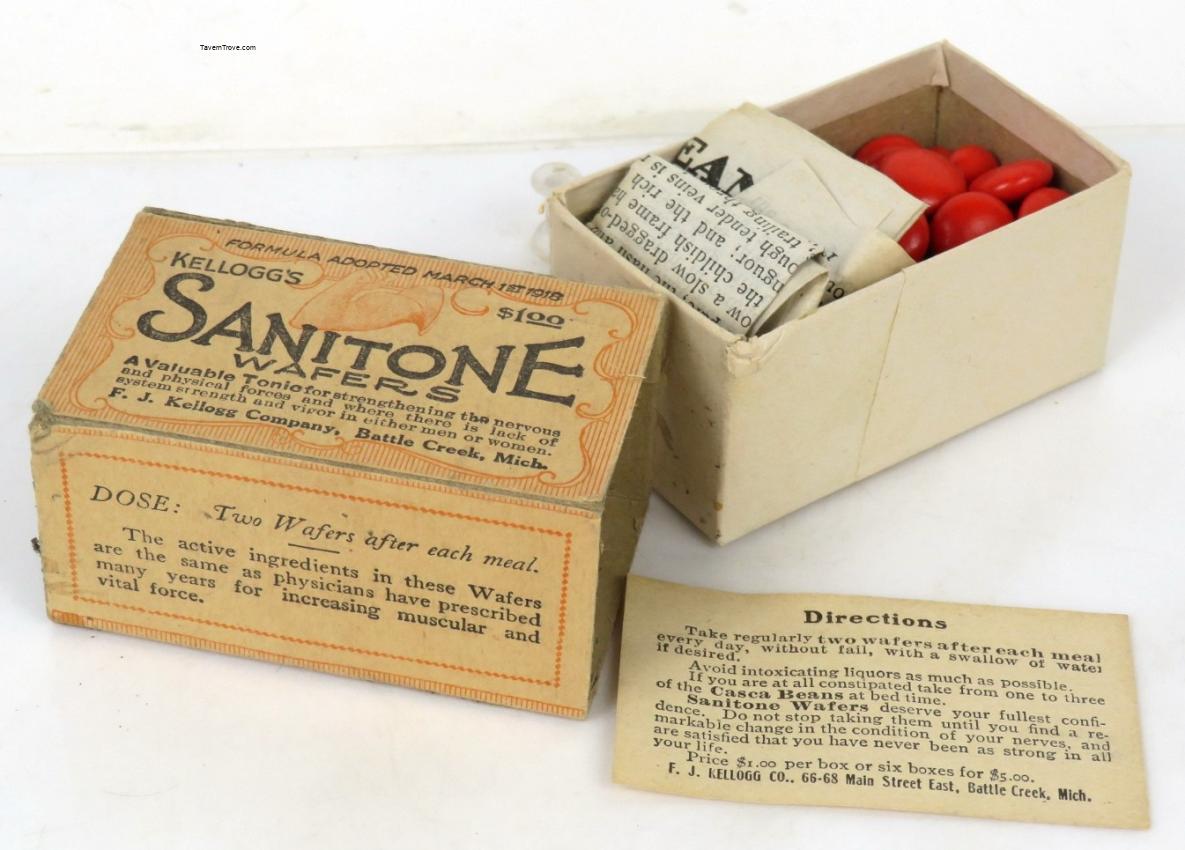 Quack Medicine Kellog's Sanitone Wafers Full Box Battle Creek Michigan