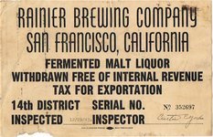 Rainier Brng. Tax Label