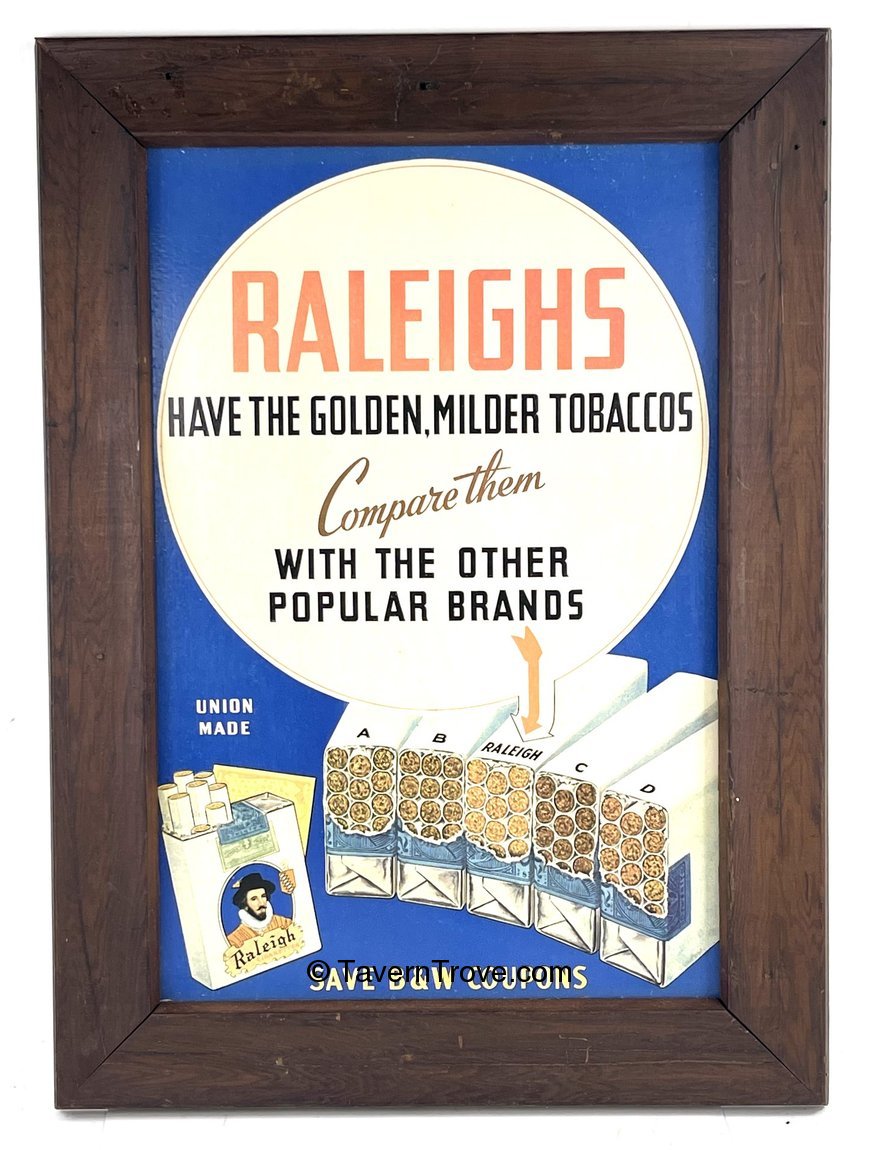 Item 97236 1943 Raleigh Cigarettes Them" Sign