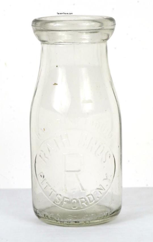 Rath Brothers Dairy Half Pint Milk Bottle Pittsford New York