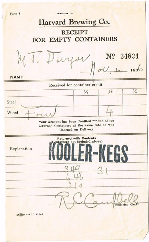 Receipt For Empty Containers