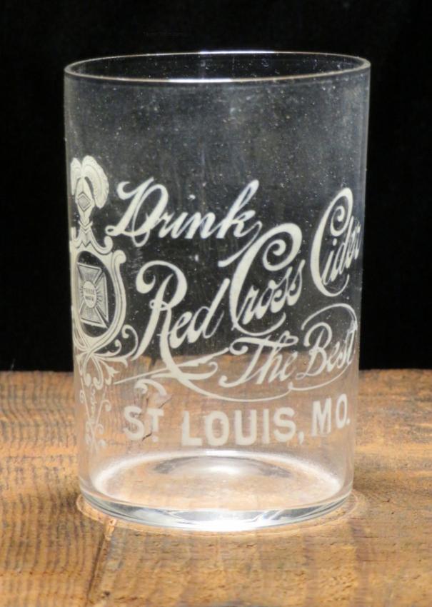 Red Cross Cider 3½ Inch Etched Glass St Louis Missouri