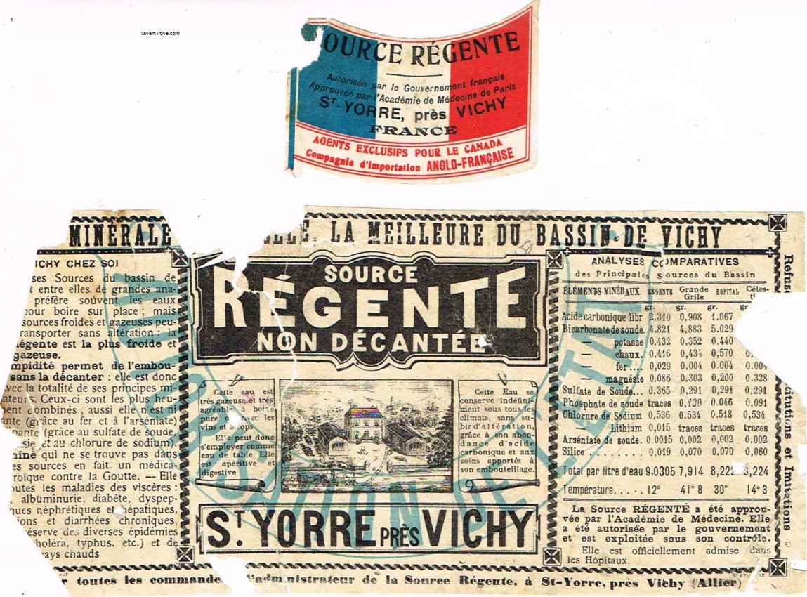 Regente Mineral Water St Yorre Vichy France