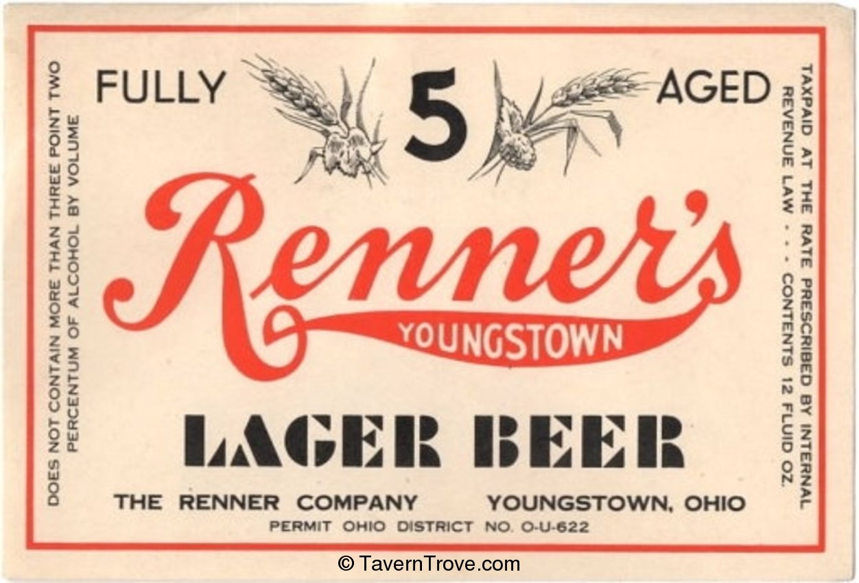 Renner's Youngstown Lager Beer