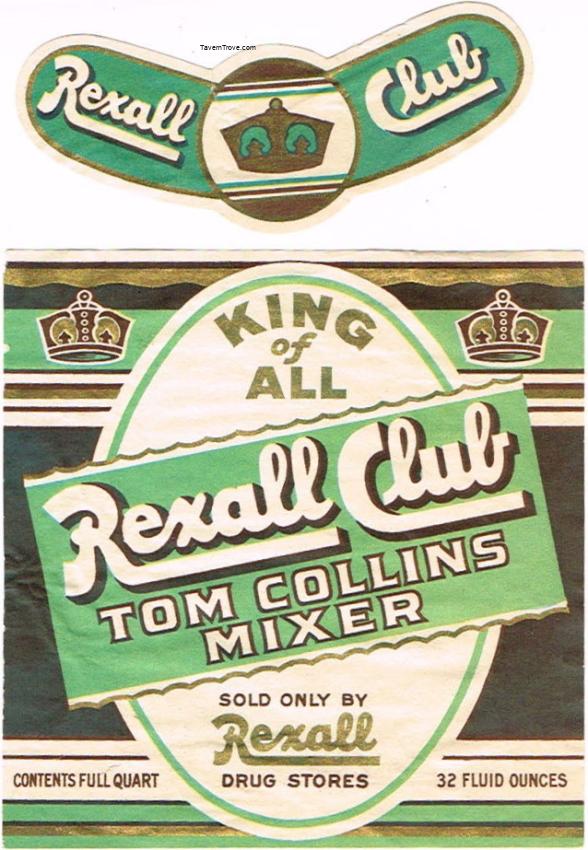 Rexall Club Tom Collins Mixer Soda 
