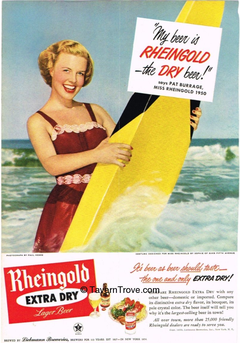 Item #81178 1950 Rheingold Extra Dry Lager Beer Paper Ad