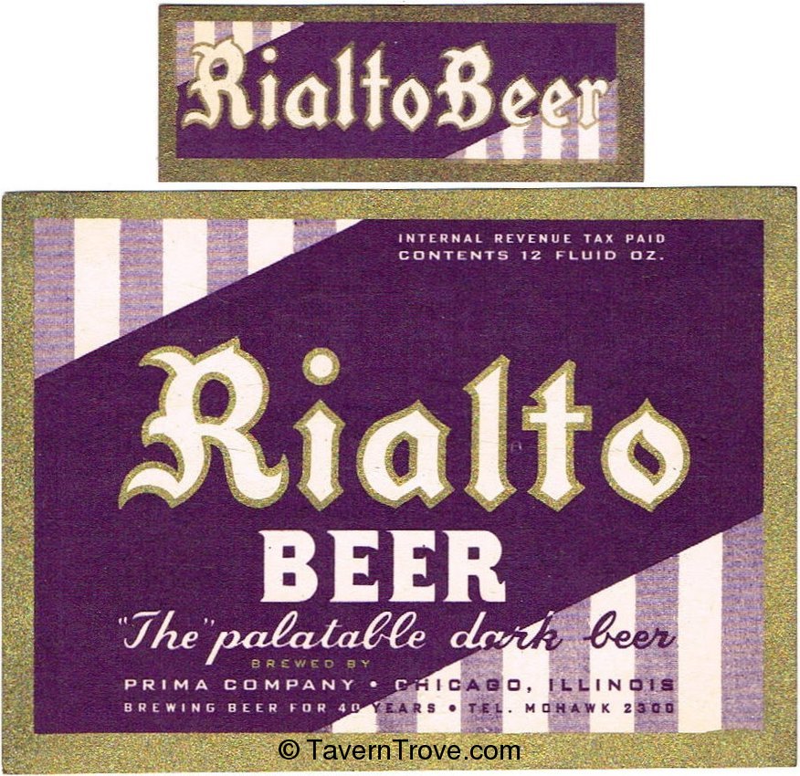 Item 36738 1937 Rialto Beer Label IL3921