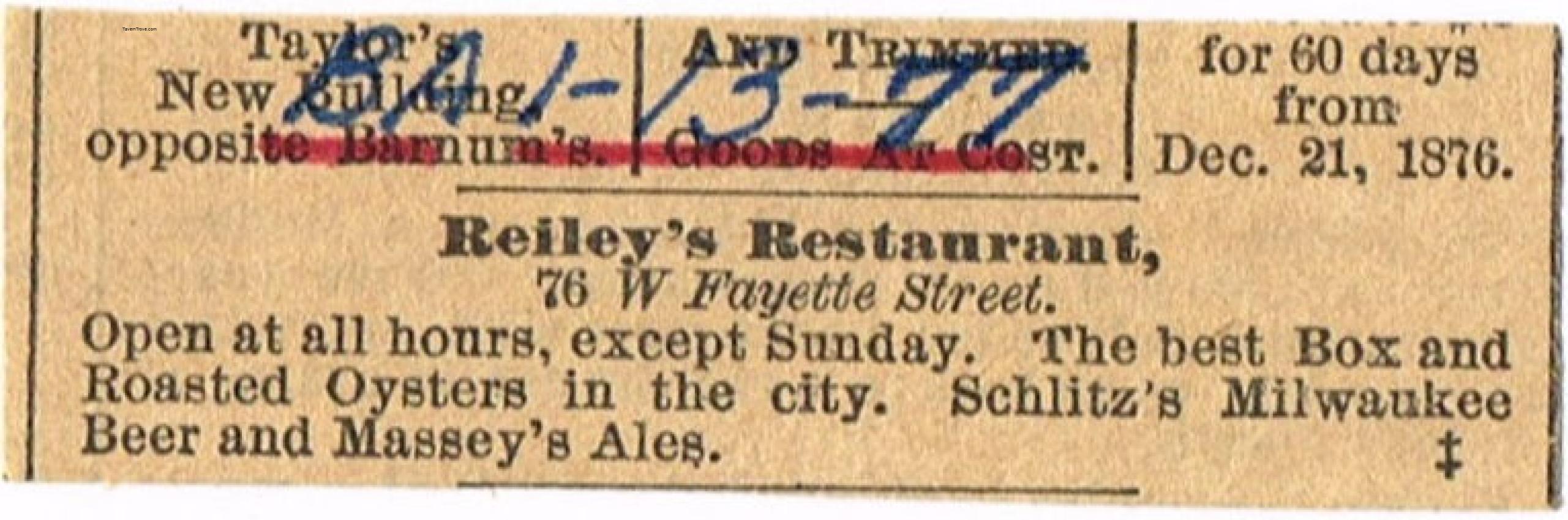 Riley's Restaurant Schlitz & Massey's Ale