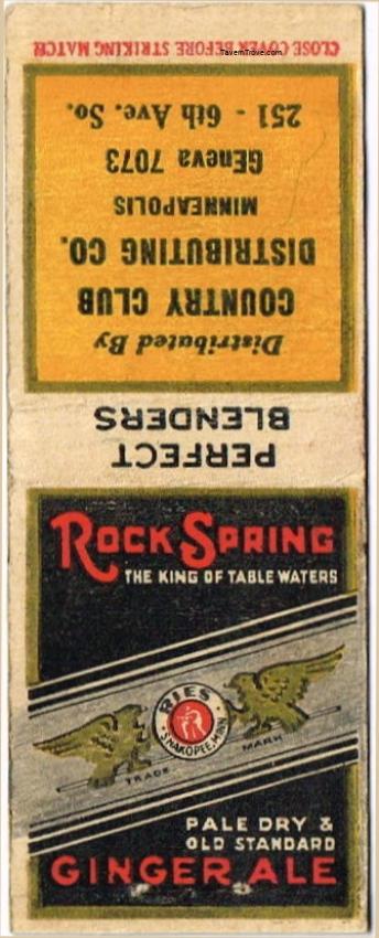 Rock Springs Ginger Ale Jacob Ries Shakopee Minnesota