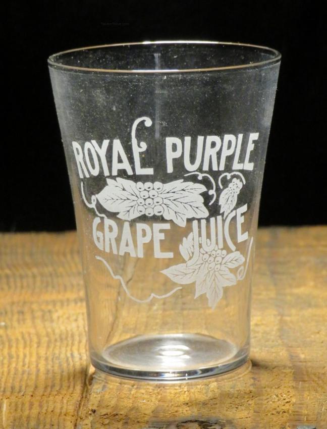 Royal Purple Grape Juice 3 Inch Etched Glass