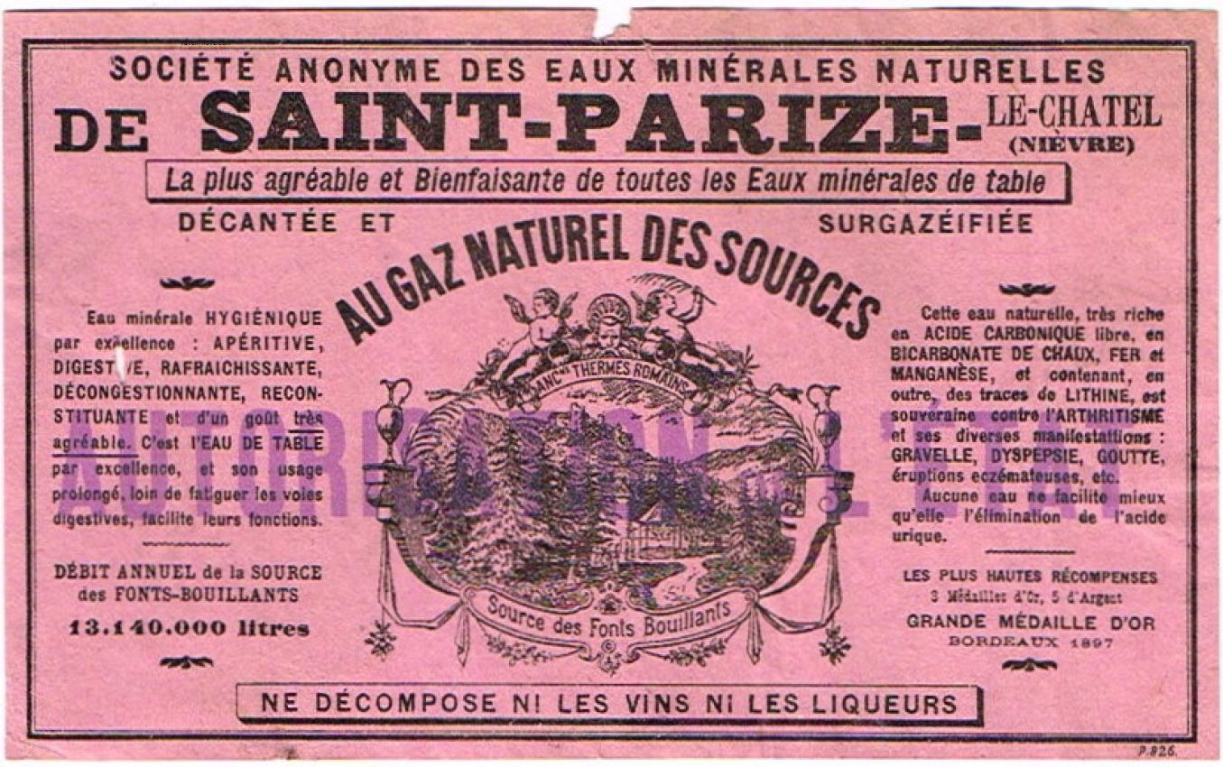 Saint Parize Mineral Water Nievre France
