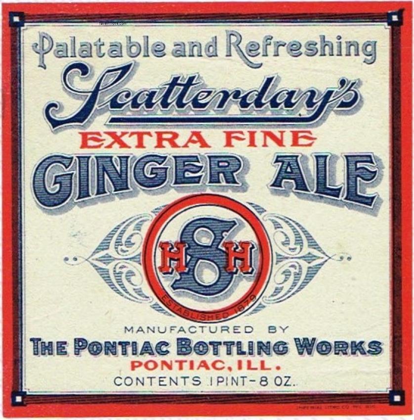 Scatterday's Ginger Ale Pontiac Bottling Illinois 24oz