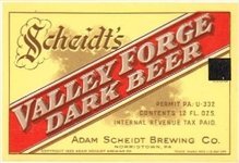 Scheidt's Valley Forge Dark Beer