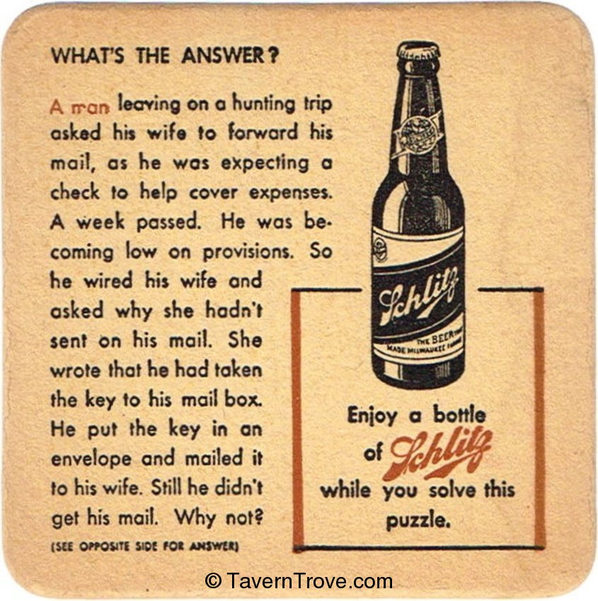 Schlitz Beer ~Puzzle & Quiz