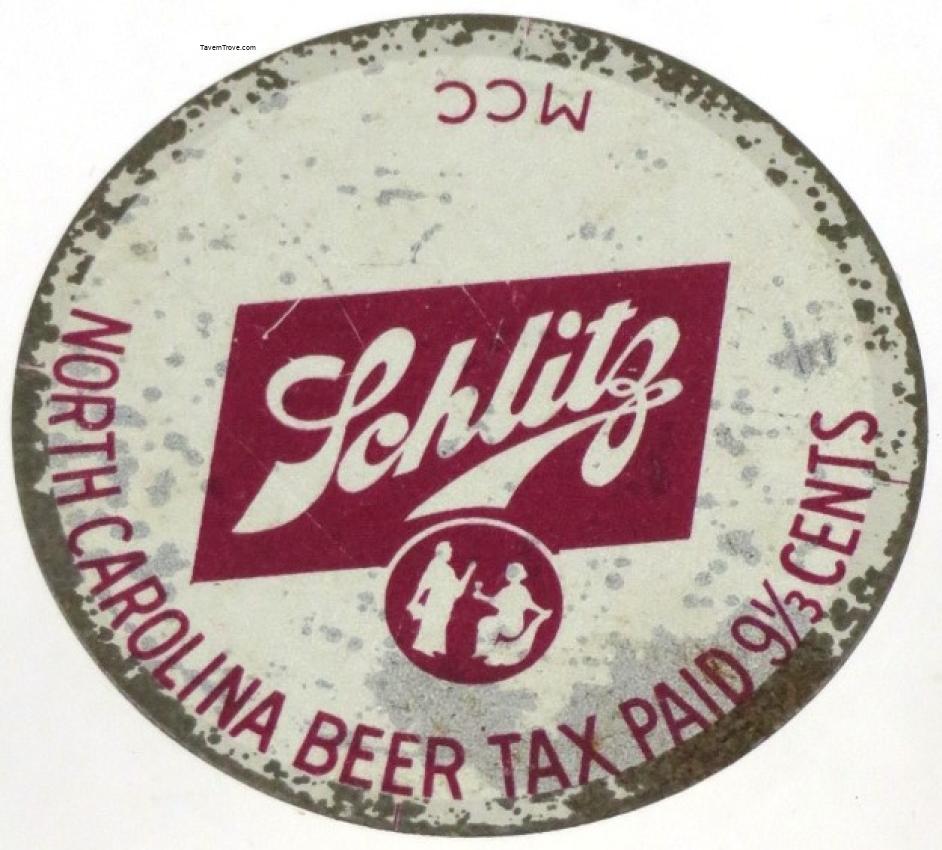 Schlitz Beer North Carolina 9 1/3¢ Tax Unpressed
