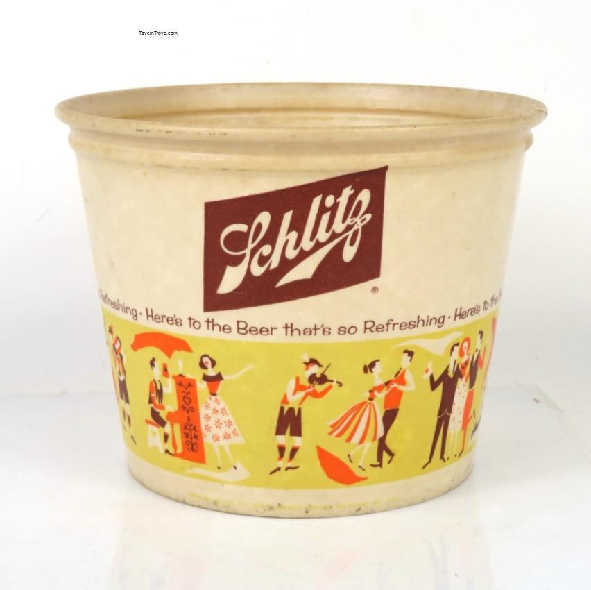 Schlitz Beer Yellow Wax Paper 6 Inch Ice Bucket