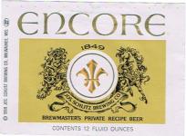 Schlitz Encore Beer