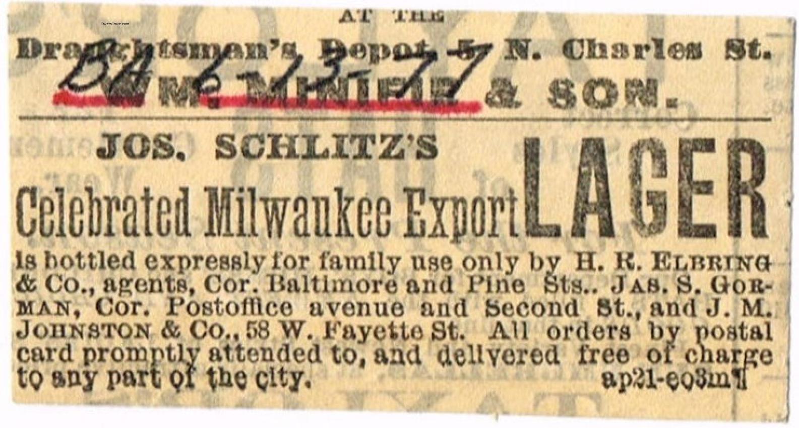 Schlitz Milwaukee Export Lager Beer