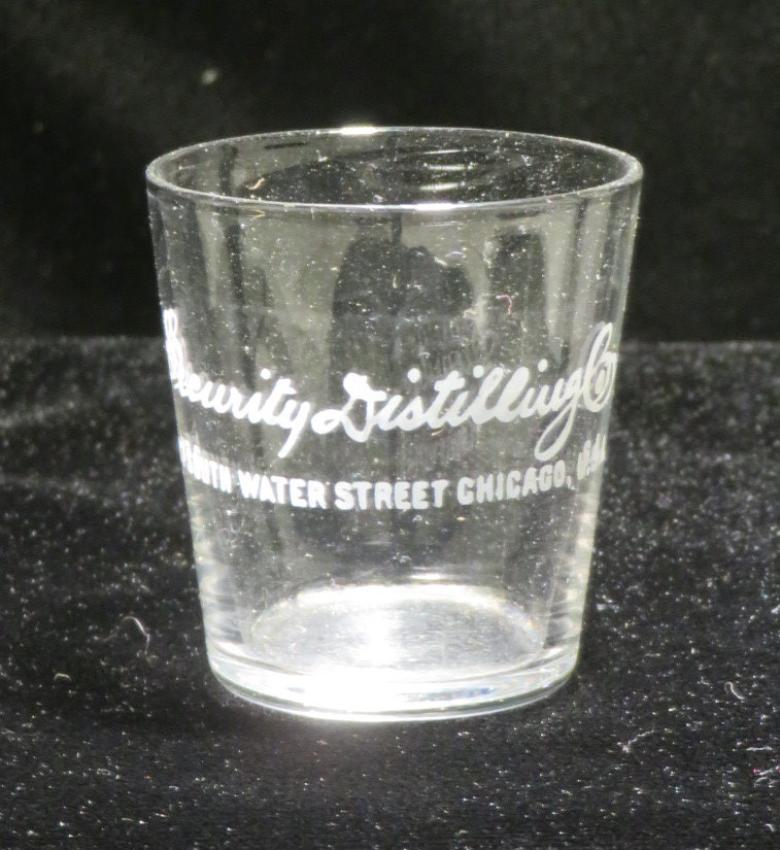 Security Distilling Co. Etched Shot Glass Chicago Illinois