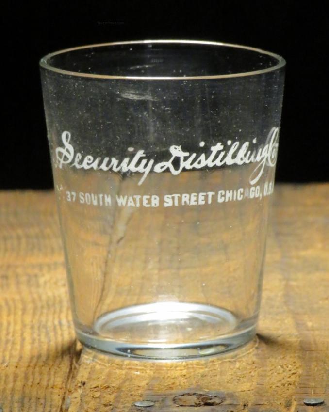 Security Distributing Co Etched Shot Glass Chicago Illinois