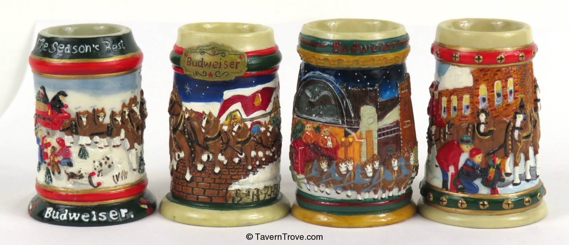 Set of 4 Anheuser Busch Christmas Mini Mugs