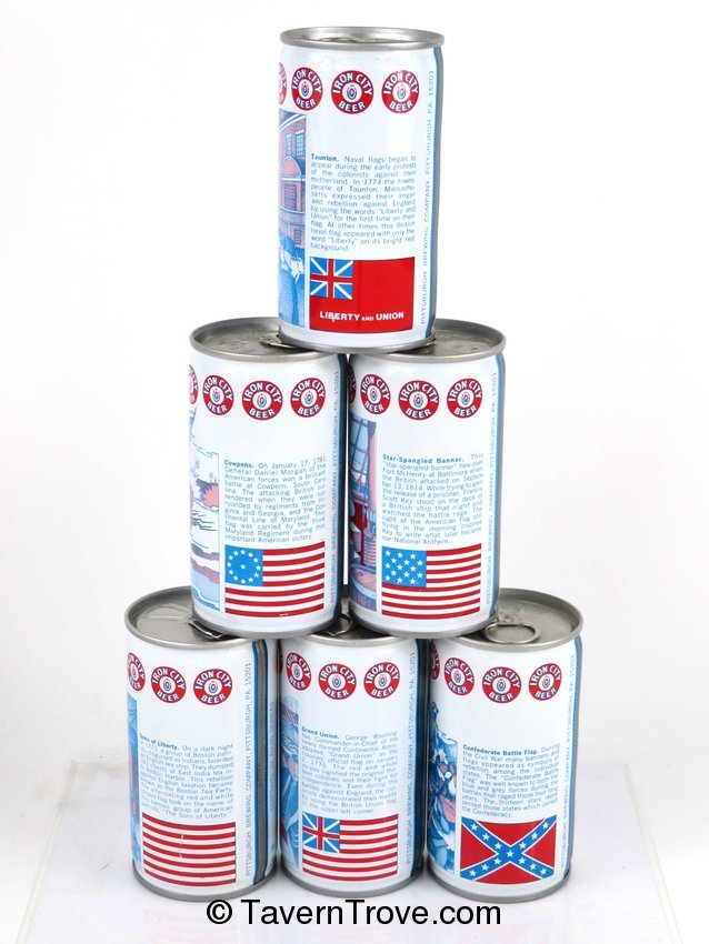 Item 96030 1976 Set of 6 Iron City Beer Flags of America Tab Top Can