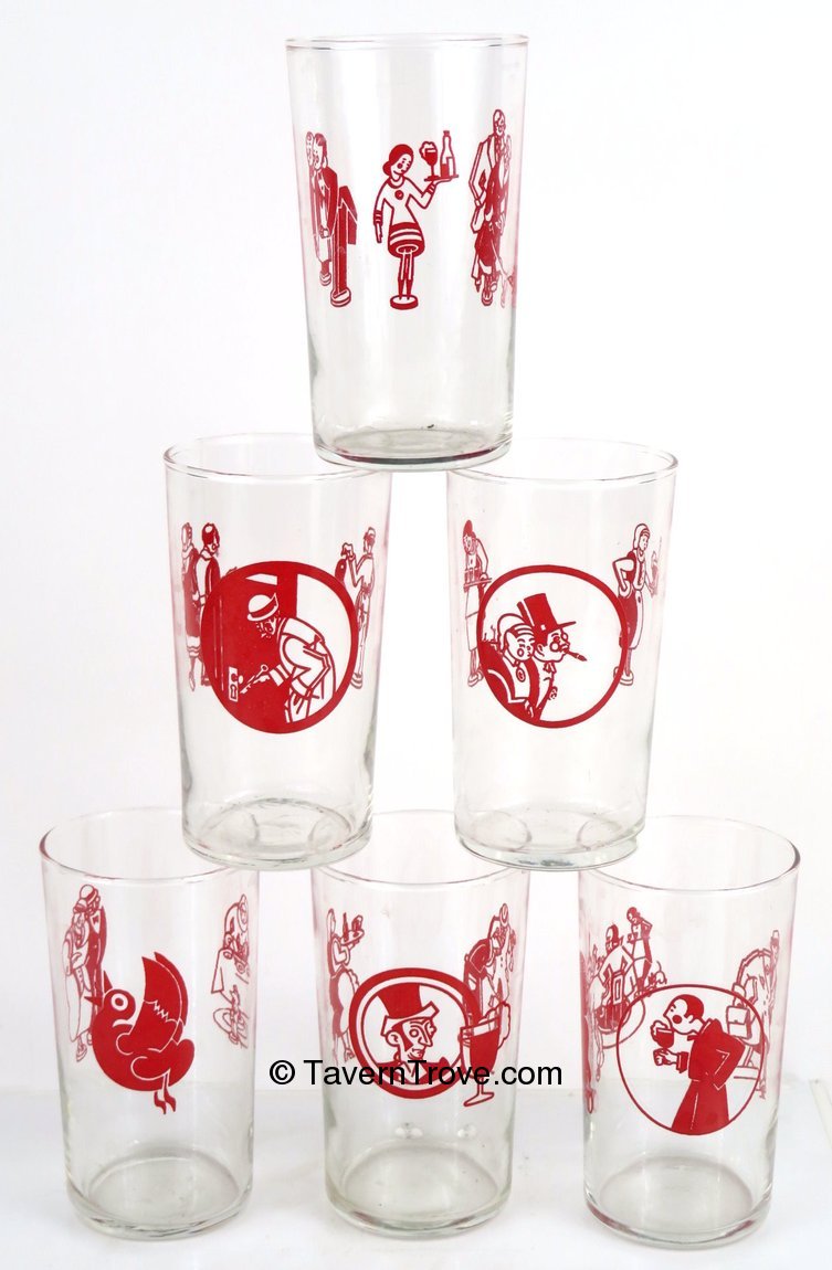Item 95924 1940 Set of 6 National Bohemian Beer Straight Sided ACL