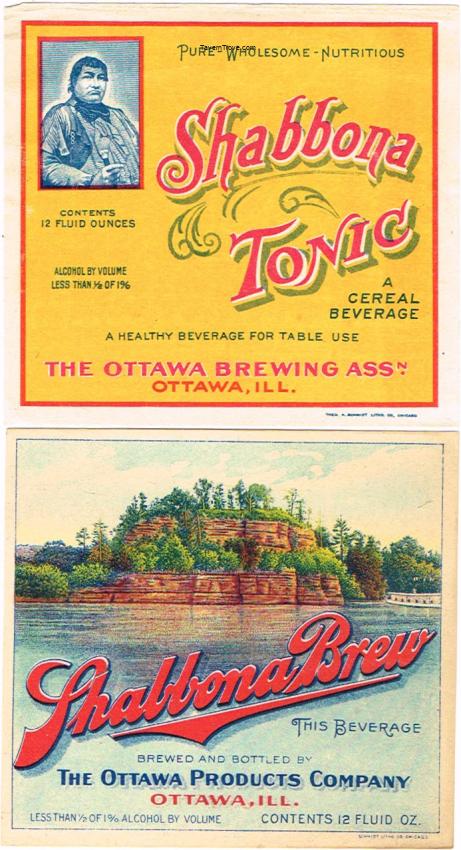 Shabbona Brew Beverage/Tonic Labels Lot of TWO Dupe