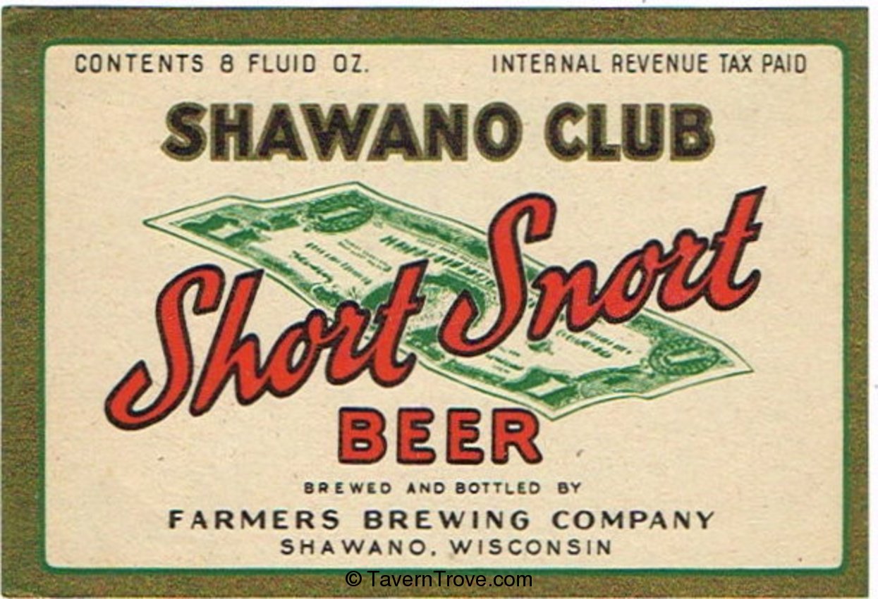 Shawano Club Short Snort Beer