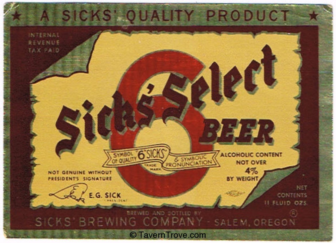 Sick's Select Beer