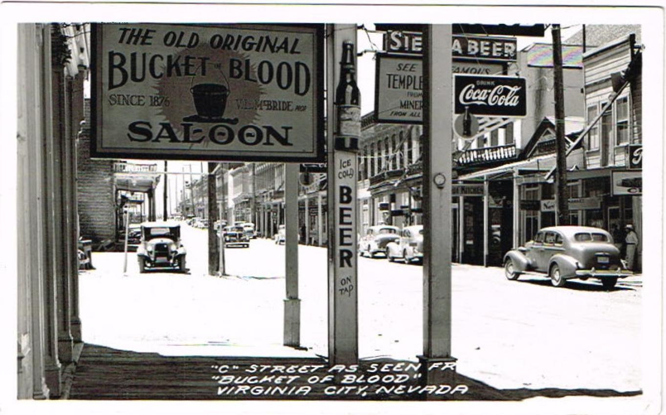 Sierra/Budweiser Beer Bucket of Blood Virginia City RPPC