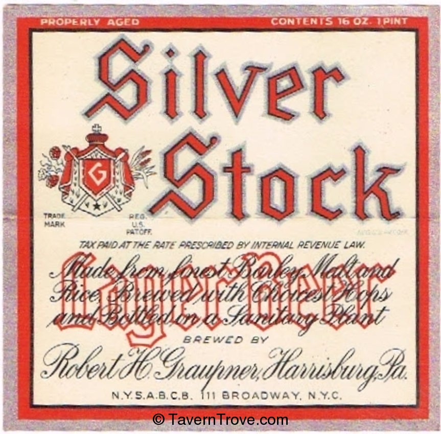 Silver Stock Lager Beer