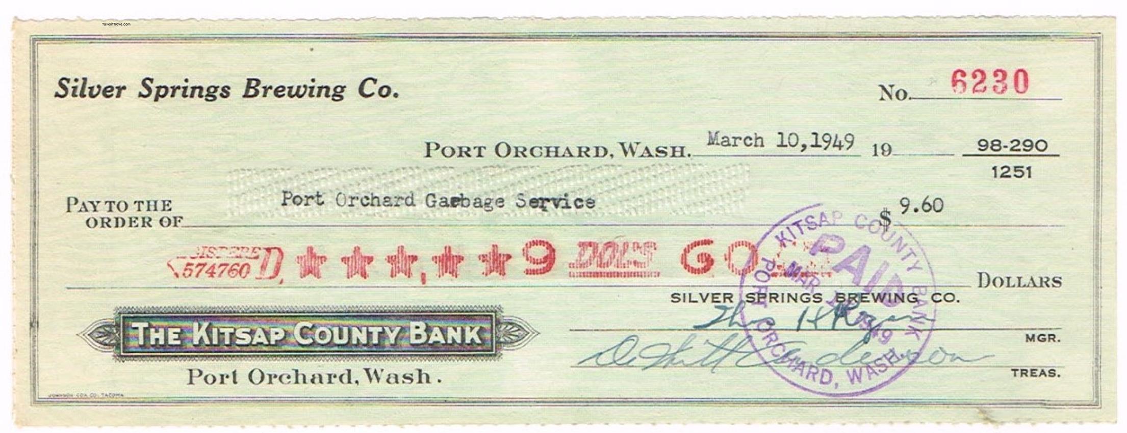 Silver Springs Brewing Co. Company Check