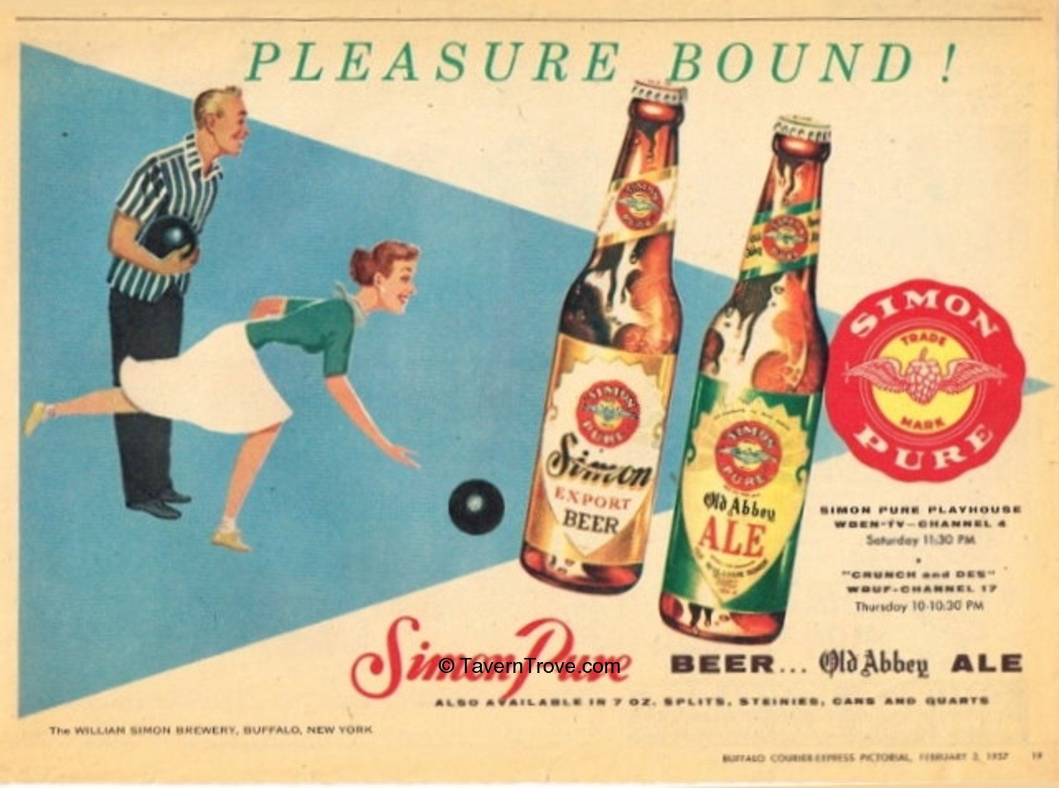 Item 79847 1957 Simon Pure Beer/Old Abbey Ale Paper Ad