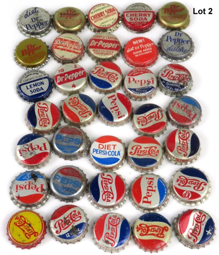 Soda Bottle Cap Crown Lot #2 Pepsi Cola Dr. Pepper