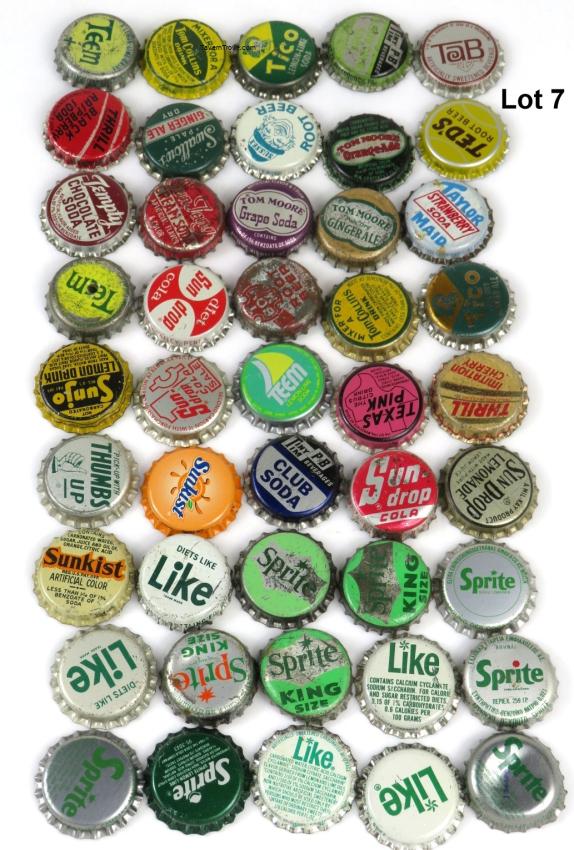 Soda Bottle Cap Crown Lot #7 Sprite Teem Sunjo Sun Drop