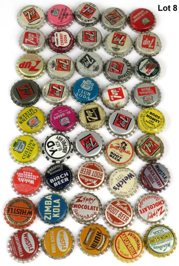 Soda Bottle Cap Crown Lot #8 7up Canada Dry Wyndham Whistle