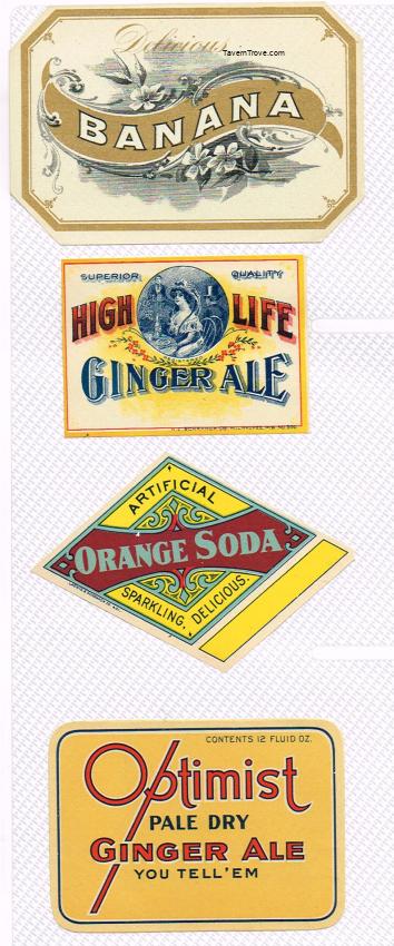 Soda Labels Banana High Life Ginger Ale Orange Optimist