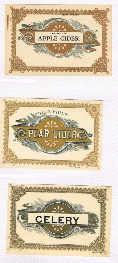 Soda Lithographer's Stock Labels Apple Pear Cider Celery