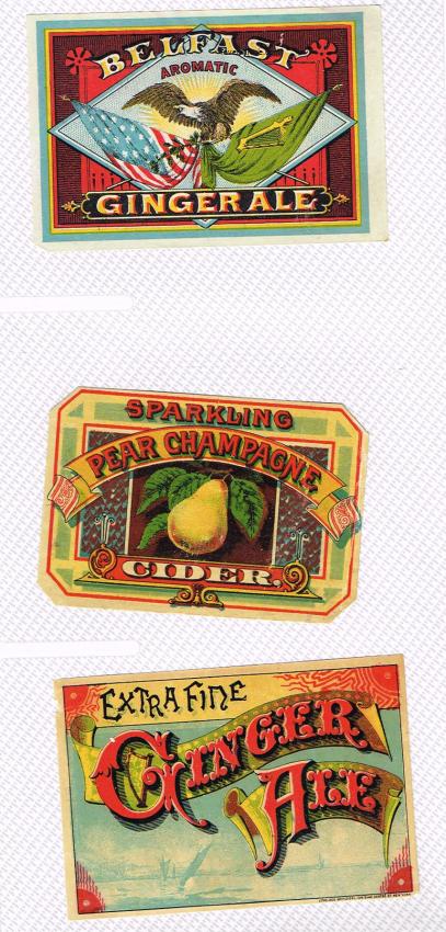 Soda Lithographer's Stock Labels Belfast Ginger Ale Pear Champagne